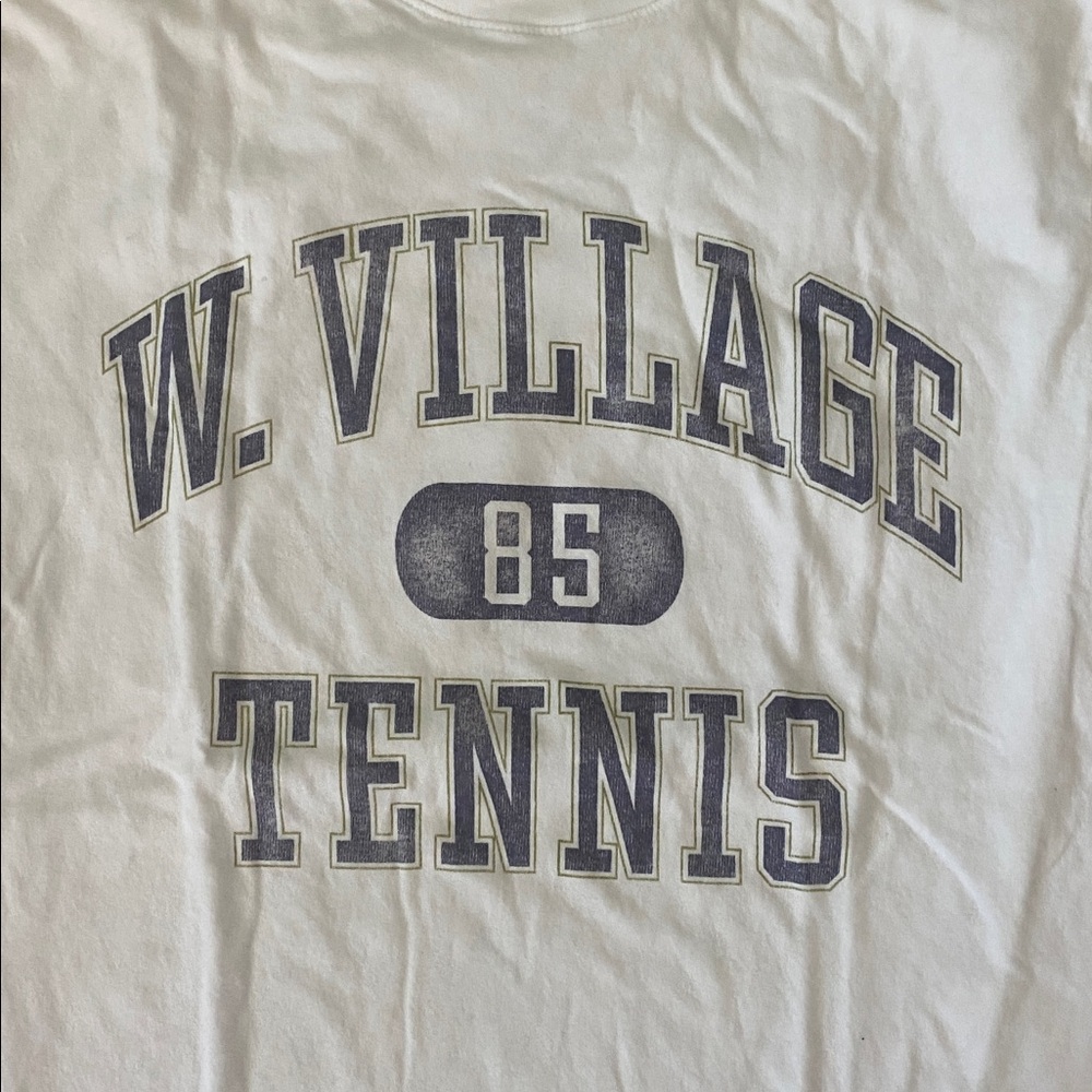 Abercrombie & Fitch W. Village Tennis White Cotton T-Shirt - Picture 2 of 8